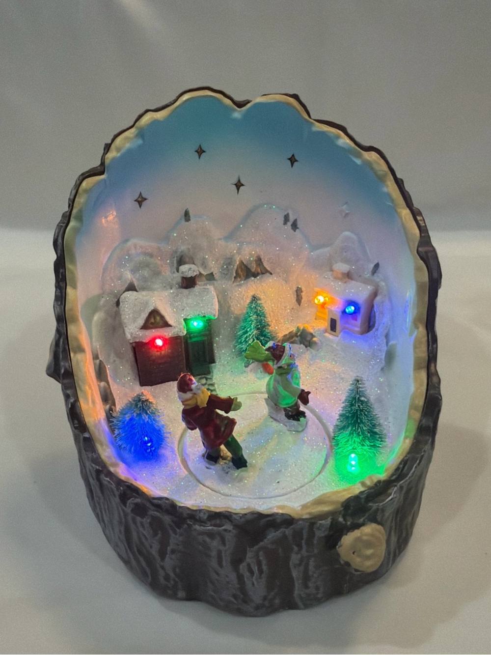 LED Snowy Ice Skating Village Holiday Scene - White/Blue